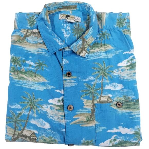 Joe Marlin Tropical Island Vibe Button Down Short Sleeve Shirt - Picture 1 of 14